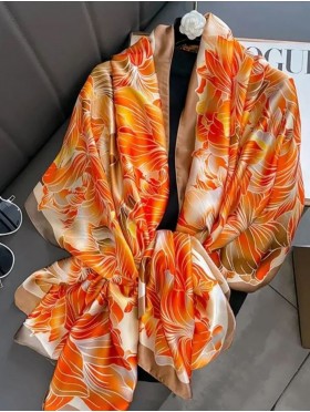 Premium Silk Feeling Rich Floral Print Scarf